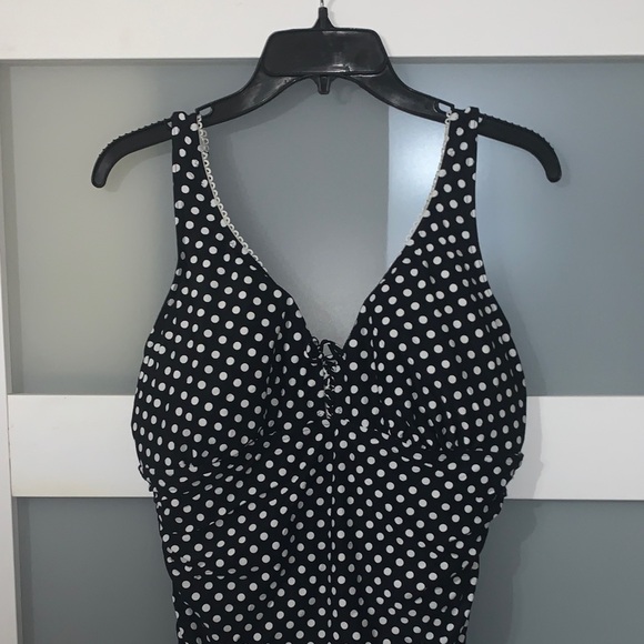 Coco Reef Black and White Polka Dot One Piece Swimsuit - Picture 2 of 7